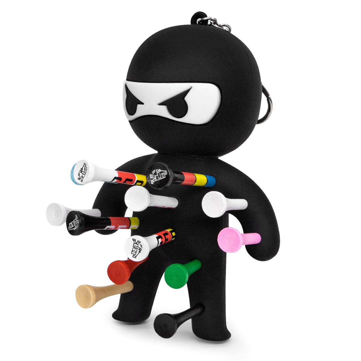 Black Ninja Charm displayed with golf tees